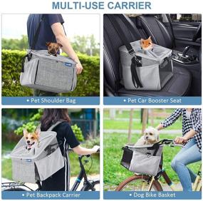 img 3 attached to 🐶 Pecute Dog Bike Basket: Pet Carrier for Bicycle, Dog Booster Car Seat with 2 Spacious Side Pockets, Comfortable & Padded Shoulder Strap, Portable & Breathable Pet Carrier, Ideal for Traveling with Your Pet