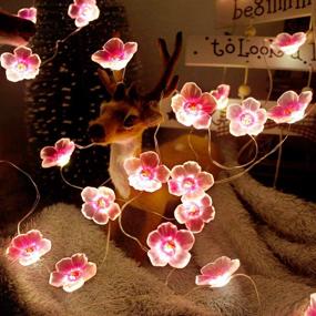 img 1 attached to 🌸 Onemore Flower String Lights, Cherry Blossom Fairy Lights with Timer & USB Power - 10FT 30 LEDs Battery Operated Fun LED Lights for Bedroom Party Desk Wedding Christmas Decorations