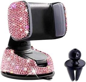 img 4 attached to 📱 Bling Crystal Rhinestone Car Stand Phone Holder - Stylish and Adjustable Dashboard Mount for Easy GPS Viewing, Compatible with iPhone 6s to 11 Pro Plus (Rose)