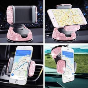 img 3 attached to 📱 Bling Crystal Rhinestone Car Stand Phone Holder - Stylish and Adjustable Dashboard Mount for Easy GPS Viewing, Compatible with iPhone 6s to 11 Pro Plus (Rose)