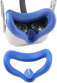 img 1 attached to 🎮 2 Pack of VR Silicone Covers for Oculus Quest 2 VR Headset - Soft Anti-Sweat Face Padding - Washable & Anti-Leakage Light Blocking Eye Cover (Black+Blue)