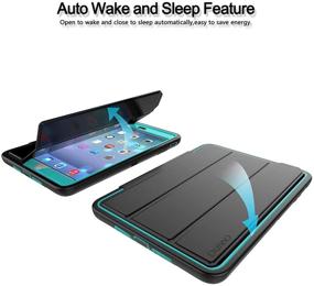 img 2 attached to 📱 DUNNO Heavy Duty iPad Mini Case - Full Body Rugged Protection for iPad Mini 1/2/3 with Auto Sleep/Wake Stand & Three Layer Design - Black/Light Blue