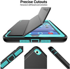 img 1 attached to 📱 DUNNO Heavy Duty iPad Mini Case - Full Body Rugged Protection for iPad Mini 1/2/3 with Auto Sleep/Wake Stand & Three Layer Design - Black/Light Blue