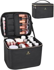 img 3 attached to 💼 NAONAYA Makeup Organizer Bag - Vertical Travel Cosmetic Case with Large Capacity - Waterproof Leather Train Case for Artist Brushes, Taller Liquid Storage - Keep Cosmetics Upright