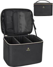 img 4 attached to 💼 NAONAYA Makeup Organizer Bag - Vertical Travel Cosmetic Case with Large Capacity - Waterproof Leather Train Case for Artist Brushes, Taller Liquid Storage - Keep Cosmetics Upright