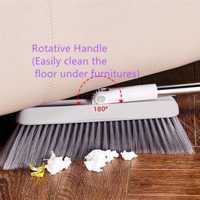 img 3 attached to 🧹 Dustpan and Brush Set with Long Handle Telescopic Upright Broom and Dustpan Indoor Outdoor, 37.1 inches/48.2 inches Handle, Upright Sweep Set for Efficient Cleaning (han2G Grey)