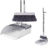 🧹 dustpan and brush set with long handle telescopic upright broom and dustpan indoor outdoor, 37.1 inches/48.2 inches handle, upright sweep set for efficient cleaning (han2g grey) logo