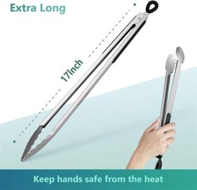 img 3 attached to 🍴 17 Inch Extra Long Kitchen Tongs: Premium Stainless Steel Tongs for Cooking, Grilling, Barbecue/BBQ & Buffet