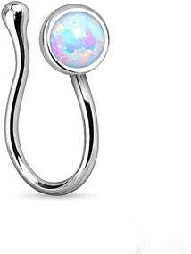 img 2 attached to 💎 Stylish & Hypoallergenic Amelia Fashion Opal Gem Clip-On - 17 Gauge & Non-Piercing - Choose Color!