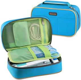 img 4 attached to 📚 Homecube Big Capacity Pencil Case Storage Bag with Outer Pockets and Handle - Blue, 8.23x5.12x3.15 inches