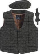 👔 optimized search: gioberti 3-piece tweed vest, cap, and bow tie set for kids and boys logo