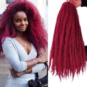 img 4 attached to 🔴 Бордовые косы Marley Afro Braid: Набор из 3-х пакетов волнистых косичек GX Beauty18Inch для косичек Марли – Натуральные накладные волосы афрокосичек для черных женщин (#Bug)