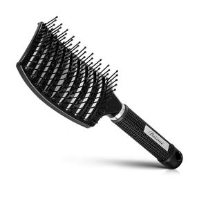 img 4 attached to 💨 Professional Curved Vented Hair Brush for Faster Blow Drying and Styling: Ideal for Women and Men with Wet, Dry, Curly, Thick, or Straight Hair