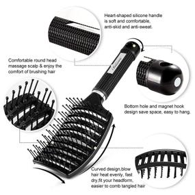 img 3 attached to 💨 Professional Curved Vented Hair Brush for Faster Blow Drying and Styling: Ideal for Women and Men with Wet, Dry, Curly, Thick, or Straight Hair