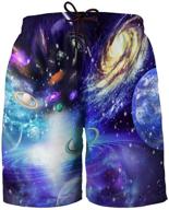hgvoetty galaxy pattern shorts: stylish boys' clothing and swimwear with convenient pockets! logo
