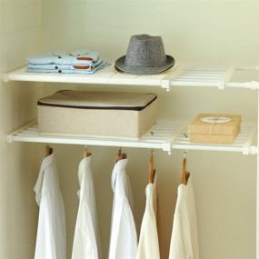 img 4 attached to 📦 Maximize Space with the HyFanStr Adjustable Storage Rack - Expandable Separator Shelf for Wardrobe, Cupboard, Bookcase Compartment Collecting (13"-20.9" Length, 11.8" Width, White)