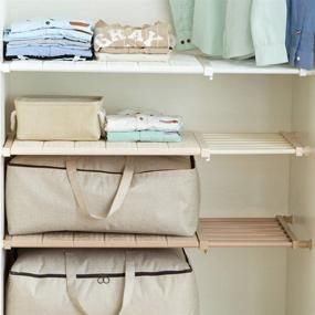 img 3 attached to 📦 Maximize Space with the HyFanStr Adjustable Storage Rack - Expandable Separator Shelf for Wardrobe, Cupboard, Bookcase Compartment Collecting (13"-20.9" Length, 11.8" Width, White)