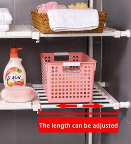 img 1 attached to 📦 Maximize Space with the HyFanStr Adjustable Storage Rack - Expandable Separator Shelf for Wardrobe, Cupboard, Bookcase Compartment Collecting (13"-20.9" Length, 11.8" Width, White)