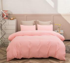 img 4 attached to 🛏️ Premium Pink Queen Size Duvet Cover Set - Stylish Beddingcover with Zipper Closure, Includes 2 Pillow Shams - 90x90 Inch
