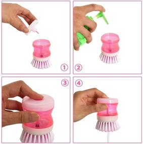 img 2 attached to Convenient 2 Pack Soap Dispensing Palm Brush with Nonslip Grip - Perfect for Kitchen, Bathroom, and Household Cleaning Tasks