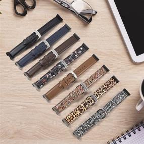 img 1 attached to 🌺 Genuine Leather Wide Band Replacement Strap Floral Print Wristband for Fitbit Charge 4/ Charge 3/ Charge 3 SE Fitness Tracker - Black Color, Compatible for Men and Women
