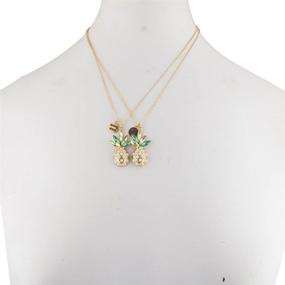img 3 attached to LUX ACCESSORIES Gold Tone Pearl Pineapple BFF Necklace Set - Perfect for Summer Sisters