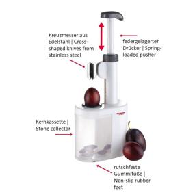 img 1 attached to 🍒 Efficient and Mess-Free: Westmark 40232260 2-in-1 Plum Pitter Stoner with Stainless Steel Plunger and Waste Container