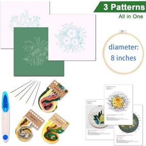 img 3 attached to 🌸 Embroidery Starter Kit: Cross Stitch with Plants Flowers Pattern - Complete Set with Instructions, Hoops, Threads, and Tools (Catus&Daisy)