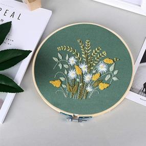 img 1 attached to 🌸 Embroidery Starter Kit: Cross Stitch with Plants Flowers Pattern - Complete Set with Instructions, Hoops, Threads, and Tools (Catus&Daisy)