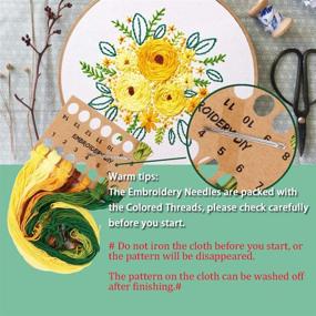 img 2 attached to 🌸 Embroidery Starter Kit: Cross Stitch with Plants Flowers Pattern - Complete Set with Instructions, Hoops, Threads, and Tools (Catus&Daisy)