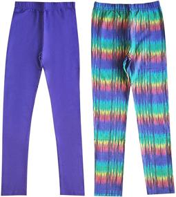 img 2 attached to 👧 Girls' Love Leggings: Comfy Stretch Solid & Printed Leggings Set (2-Pack)