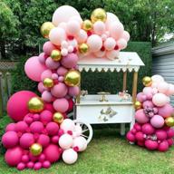 🎈 stunning hot red and pink balloon arch garland kit- macaron rose red, pink, and metallic gold balloons - 134pcs for princess birthday, wine party, fiesta, christmas, wedding, baby shower, and engagement логотип