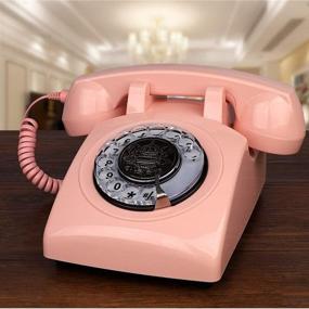 img 2 attached to 📞 Pink Telephones Vintage Rotary Dial Corded Telephone - Classic 1930s Antique Phone, Ideal Old Fashion Business Telephone for Home Office Decor and Collections