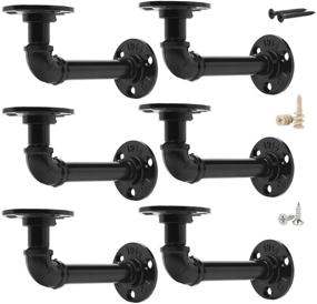 img 4 attached to 🛠️ EQUASON Set of 6 Industrial Iron Rustic Pipe Custom Floating Shelves with DIY Shelf Brackets, Black Hardware Included – Optimize Your Space