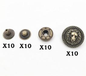 img 3 attached to 🦁 Bronze Vintage Antique Metal Snap Button Fasteners: Lion Head Buttons for Leather Craft DIY Overall Jacket, with Caps, Sockets, and Studs - 10 Set