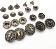 🦁 bronze vintage antique metal snap button fasteners: lion head buttons for leather craft diy overall jacket, with caps, sockets, and studs - 10 set logo