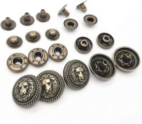 img 4 attached to 🦁 Bronze Vintage Antique Metal Snap Button Fasteners: Lion Head Buttons for Leather Craft DIY Overall Jacket, with Caps, Sockets, and Studs - 10 Set