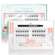 👁️ enhanced eyelash extension kit eyelash evolution - volume cluster lashes 12mm 14mm effect remover, dual end bond tweezer, bond glue, glass coating brush, individual lash 24 clusters volume (2x kit-lash + multi functional set) logo