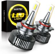 auxito mini size 9012/hir2 led light bulbs, 80w 16,000lm per pair canbus ready conversion bulb kit, 400% brighter, 6500k white, pack of 2 logo