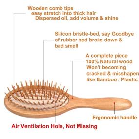 img 3 attached to WeCoola Wooden Bristle Hair Brush: Natural Wood Bristle Brush for Stimulating Scalp, Hair Growth, Perfect Hairbrush Gift for Father & Mother, Suitable for All Hair Types