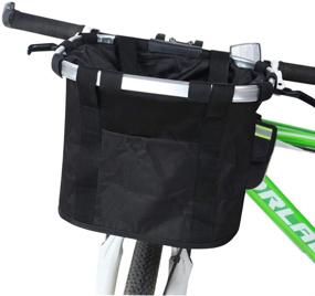 img 3 attached to HUMUTA Bike Basket: Detachable & Foldable Cat Dog Carrier for Bicycles - Ideal for Shopping, Commuting, Picnics, Camping, and School - Easy Handlebar Installation - Black