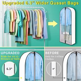 img 3 attached to 👗 FADOTY Hanging Garment Bag for Closet Storage - 6.3" Gussets Clothes Bag, 6-Pack, White