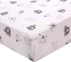 img 2 attached to 🐘 Brandream Playful Elephant Baby Crib Bedding Set - Unisex Nursery - Baby Quilt, Fitted Crib Sheet, Crib Skirt Included - 3 Pieces - Grey & Mint