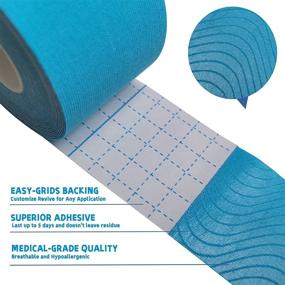 img 1 attached to 💧 Water-Resistant ZFURT Breathable Cotton Kinesiology Tape - 4 Rolls (16ft) for Knee, Elbow & Shoulder Muscle Pain Relief, Latex-Free, Uncut