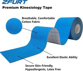 img 2 attached to 💧 Water-Resistant ZFURT Breathable Cotton Kinesiology Tape - 4 Rolls (16ft) for Knee, Elbow & Shoulder Muscle Pain Relief, Latex-Free, Uncut