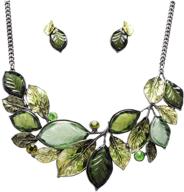 💎 fenni vintage statement jewelry set: leaf floral bohemian boho necklace earrings crystal fashion costume jewelry logo