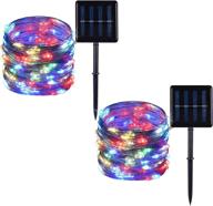 100 led solar powered copper wire fairy lights - 2 pack, outdoor waterproof string lights with 8 modes for garden, patio, party, yard, christmas (multicolor) логотип