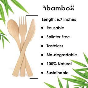 img 3 attached to 🌿 Ibambo Natural Bamboo Utensils 100 Set - Compostable, Biodegradable, Sustainable Cutlery for Camping, Picnic, BBQ, Party