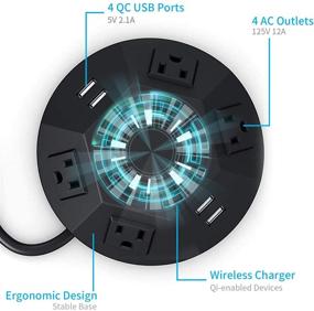 img 3 attached to Versatile USB Power Strip Tower Wireless Charger: Surge Protector Charging Station with 4 AC Outlets, 4 USB Ports, and 6.5FT Extension Cord for Home, Office, Dorm (Black)