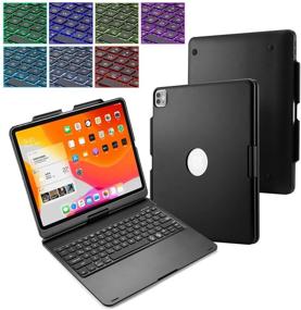 img 4 attached to ➡️ Huafly iPad Pro 12.9 inch Backlit Keyboard Case - Slim & Portable 360° Rotatable Wireless Bluetooth 5.0 Keyboard with Built-in Rechargeable Battery (Black) - 2018/2020